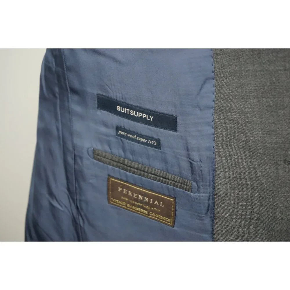 SuitSupply Napoli Cut VBC Solid Gray Perennial Wool Solid Gray Sport Coat Sz 42S